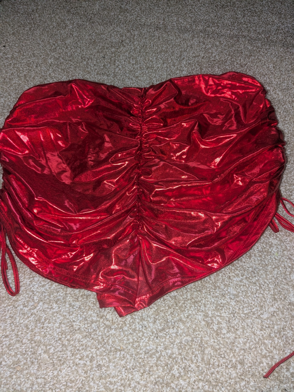 SHEIN Red Metallic Ruched Shorts